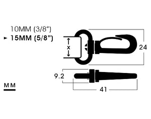 8MM (5/16"), 10MM (3/8”), 16MM (5/8”) POM Swivel Snap Hook | C1SH-1
