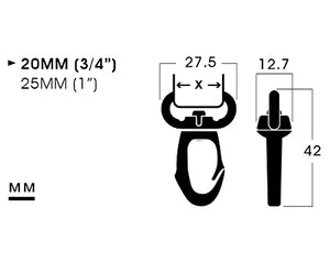 UTX / Duraflex | 20MM (3/4”), 25MM (1”) POM Swivel Snap Hook | C3SH-7