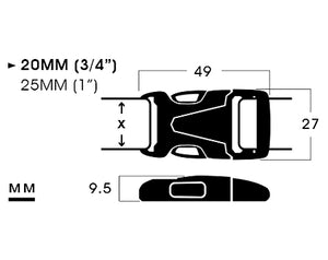 20MM (3/4”), 25MM (1”) POM Side Release Buckle | B2SSB-11