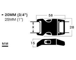 20MM (3/4”), 25MM (1”) Heavy-duty Curved POM Side Release Buckle | B2SSB-14