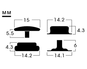 YKK | 15mm Convex Top Ring-spring Snap Fastener | YC15*SK75