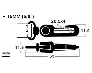 YKK | 16MM (5/8”) POM Lightweight Swivel Snap Hook | LN15Z