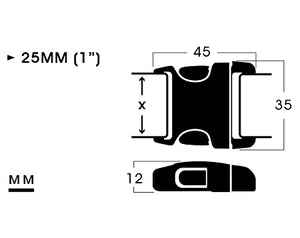 25MM (1”) Heavy-duty Non-adjustable POM Side Release Buckle | EKSSB-3