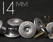 Load image into Gallery viewer, MORITO | 14mm LAUREL WREATH Twin-prong Jeans Button | MTCB-L14
