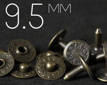 画像をギャラリービューアに読み込む, YKK | Full-brass 9.5mm LAUREL WREATH Jeans Nipple Rivet with Matching Tack | YR-LN95M