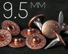 Load image into Gallery viewer, YKK | 9.5mm LAUREL WREATH Nipple Jeans Rivet with Matching Aluminum Tack | YR-LN95Y