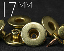 이미지를 갤러리 뷰어에 로드 , YKK NEWMAX | 17mm Full-brass Flat-top Single Prong Jeans Button | YSCB-F17F