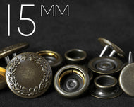 YKK | 24L / 15MM LAUREL WREATH Twin-prong Press Snap Fastener | YTC15L-SX70