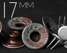 Load image into Gallery viewer, YKK | { LIMITED } 17mm Cancave-top LAUREL WREATH Twin Prong Jeans Button with Extra-Long Tack | YTCB-FC17E