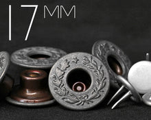 Load image into Gallery viewer, YKK | 17mm Laurel Wreath Twin-prong Jeans Button | YTCB-FL17