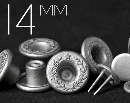 YKK | 14mm Long-shank LAUREL WREATH One-piece Extra-Long-Twin-Prong Jeans Fly Button | YTCB-L14E