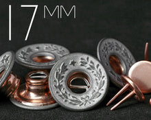 Load image into Gallery viewer, YKK | 17mm LAUREL WREATH Concave-top S-ring Extra-Long-Twin-Prong Jeans Button |  YTCB-SC17E