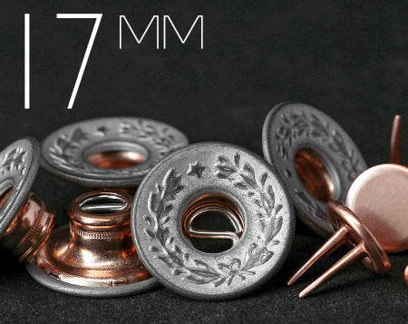 YKK | 17mm LAUREL WREATH Concave-top S-ring Extra-Long-Twin-Prong Jeans Button |  YTCB-SC17E