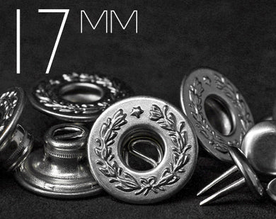 YKK | 17mm Iron-cap Laurel Wreath S-ring Long Twin-prong Jeans Button | YTCB-SF17R