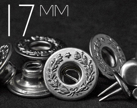 YKK | 17mm Iron-cap Laurel Wreath S-ring Long Twin-prong Jeans Button | YTCB-SF17R