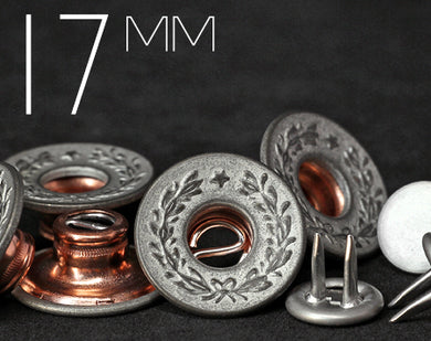 YKK | 17mm Laurel Wreath Concave-top S-ring Twin-prong Jeans Button |  YTCB-SC17