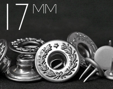 YKK | 17mm Laurel Wreath Flat-top S-ring Twin-prong Jeans Button |  YTCB-SF17