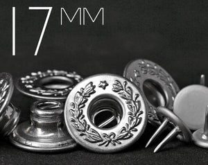 YKK | 17mm Laurel Wreath Flat-top S-ring Twin-prong Jeans Button |  YTCB-SF17